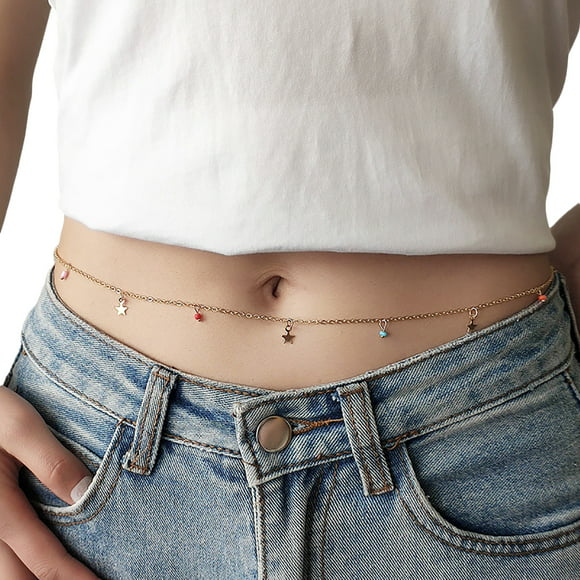 ZX50 FESTIVAL STYLE,GUNMETAL CHAIN&RED BEAD ladies Belly chain belt 20-36 inch